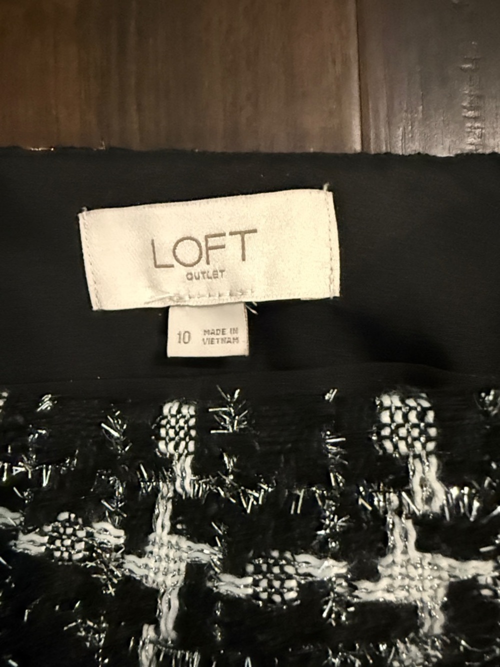 LOFT Black & White Tweed Check Mini Skirt - Picture 4 of 5
